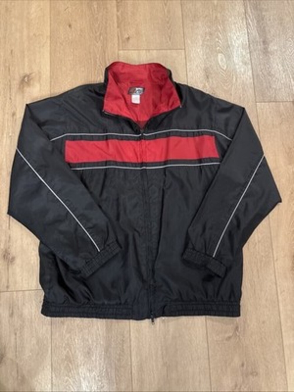 Vintage 80s Pro Active Black & Red Windbreaker Jacket Korea Made Track Jacket L